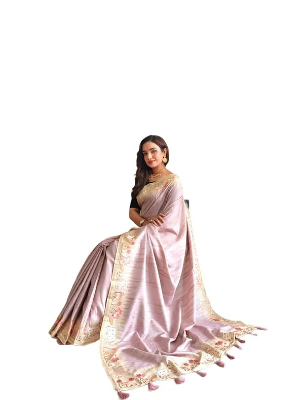 Peach_Pink_Tussar_Silk_Embroidery_Saree_For_Women