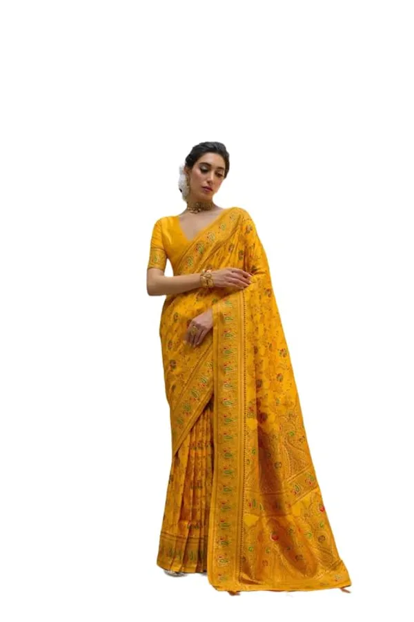 Yellow_Soft_Pashmina_Silk_Saree_For_Women