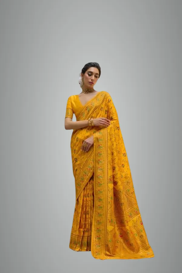 Yellow_Soft_Pashmina_Silk_Saree_For_Women