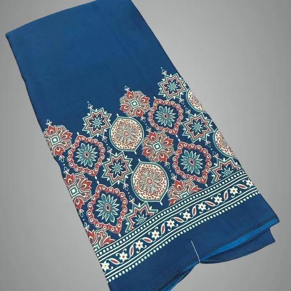 Blue_Modal_Silk_&_Natural_Gajji_Silk_Saree_with_Unstitched_Blouse_Piece_|5.5_mt