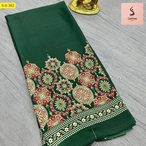 Green_Modal_Silk_&_Natural_Gajji_Silk_Saree_with_Unstitched_Blouse_Piece_|5.5_mt