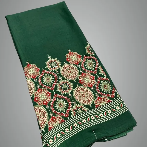 Green_Modal_Silk_&_Natural_Gajji_Silk_Saree_with_Unstitched_Blouse_Piece_|5.5_mt