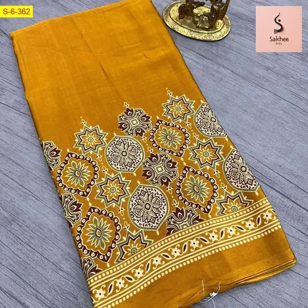 Mustard_Yellow_Modal_Silk_&_Natural_Gajji_Silk_Saree_with_Unstitched_Blouse_Piece_|5.5_mt