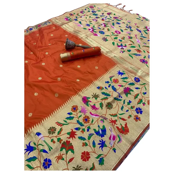 Orange_Paithani_Silk_Saree_For_Women