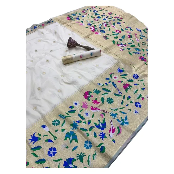 White_Paithani_Silk_Saree_For_Women