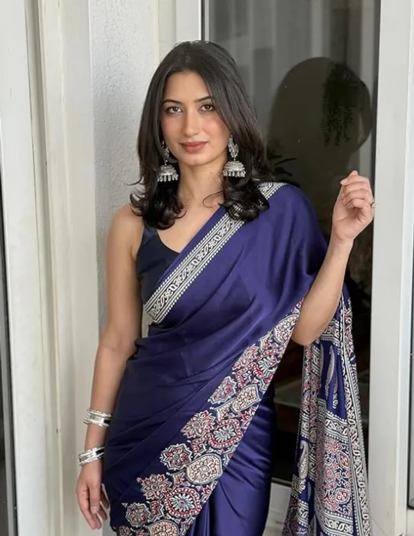 Blue_Modal_Silk_&_Natural_Gajji_Silk_Saree_with_Unstitched_Blouse_Piece_|5.5_mt