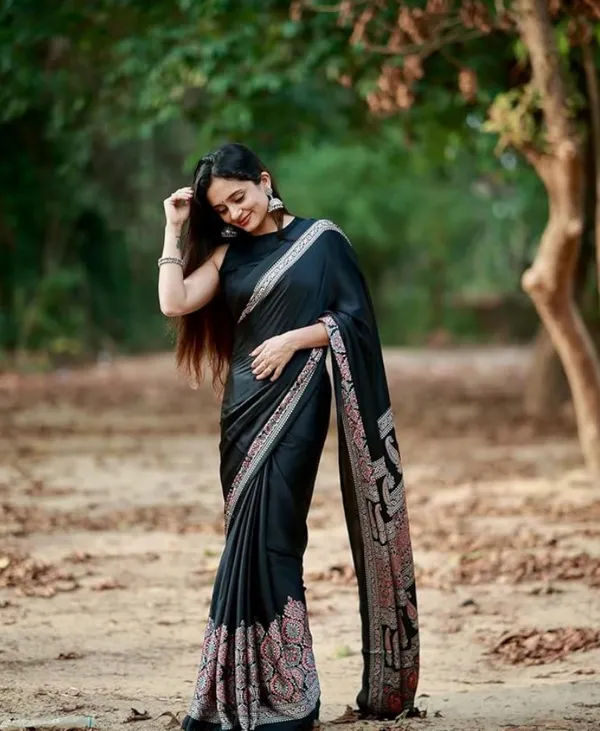Black_Modal_Silk_&_Natural_Gajji_Silk_Saree_with_Unstitched_Blouse_Piece_|5.5_mt