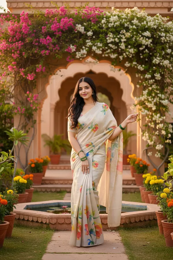 White_Fancy_Tissue_Cotton_Saree_For_Women