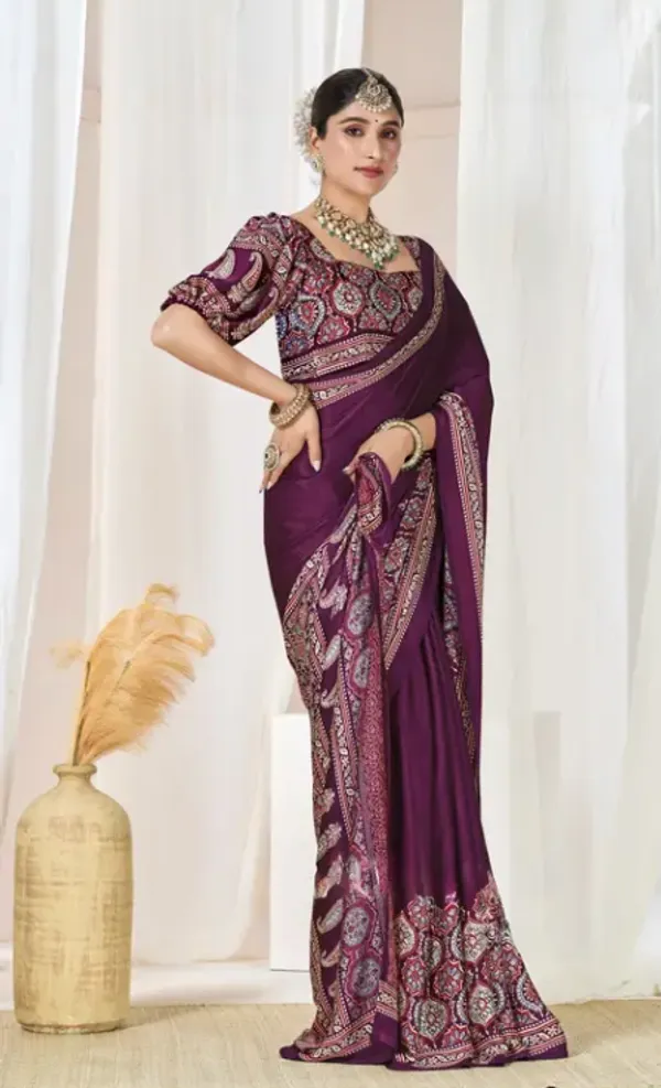 Magenta_Modal_Silk_&_Natural_Gajji_Silk_Saree_with_Unstitched_Blouse_Piece_|5.5_mt