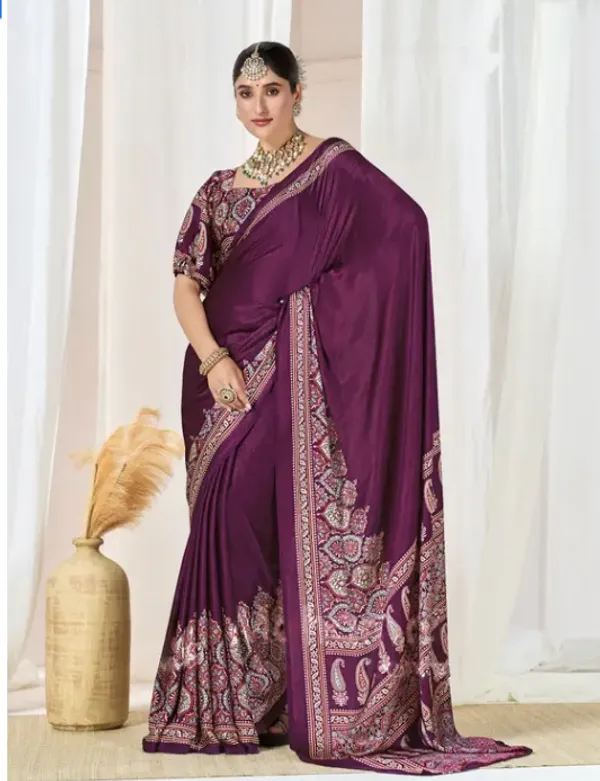 Magenta_Modal_Silk_&_Natural_Gajji_Silk_Saree_with_Unstitched_Blouse_Piece_|5.5_mt
