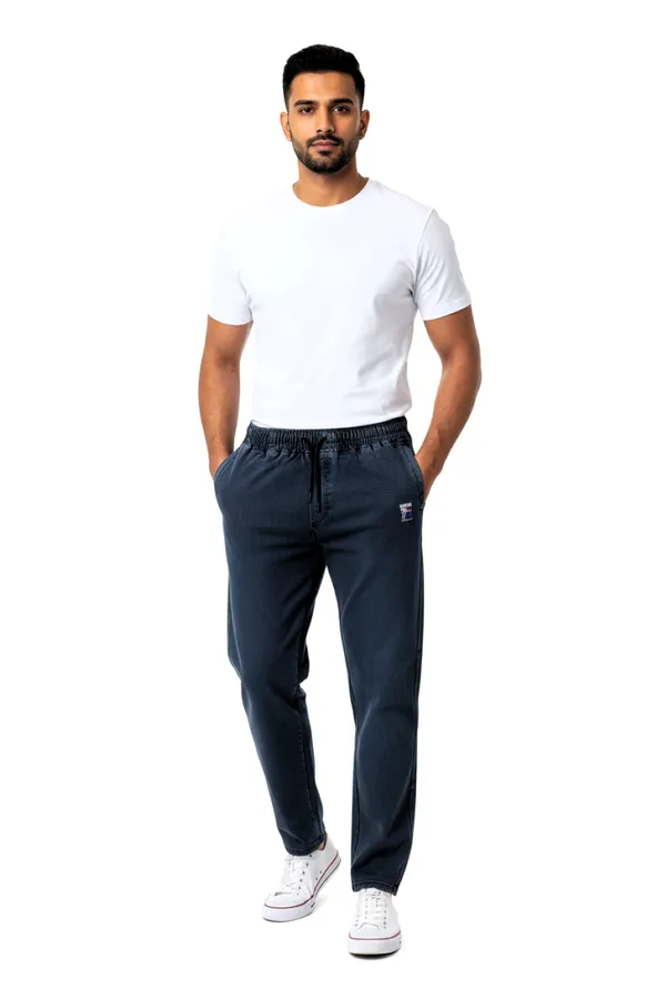 Navy_Blue_Stylish_&_Stretchable_Denim_With_Drawstring_Waist_Trackpant_For_Men