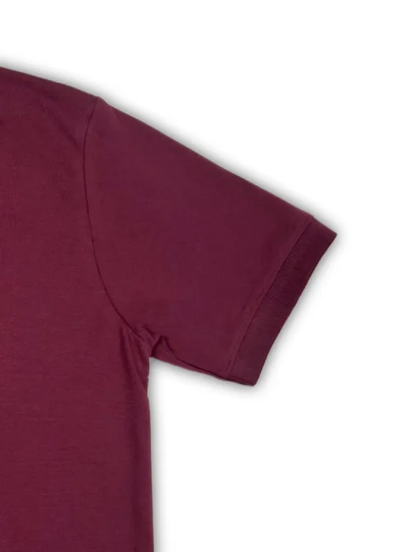Wine_Solid_Collared_Half_Sleeve_Stylish_&_Comfortable_T-Shirt_For_Men