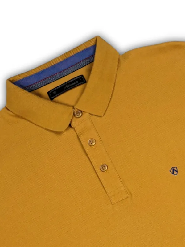 Mustard_Solid_Collared_Half_Sleeve_Stylish_&_Comfortable_T-Shirt_For_Men