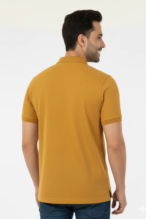 Mustard_Solid_Collared_Half_Sleeve_Stylish_&_Comfortable_T-Shirt_For_Men