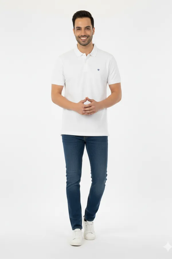 White_Solid_Collared_Half_Sleeve_Stylish_&_Comfortable_T-Shirt_For_Men
