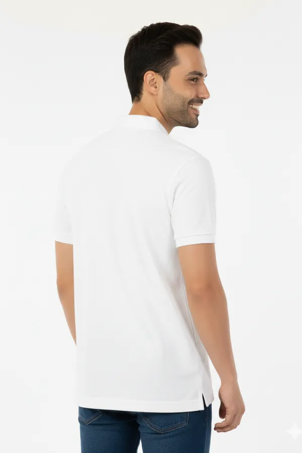 White_Solid_Collared_Half_Sleeve_Stylish_&_Comfortable_T-Shirt_For_Men