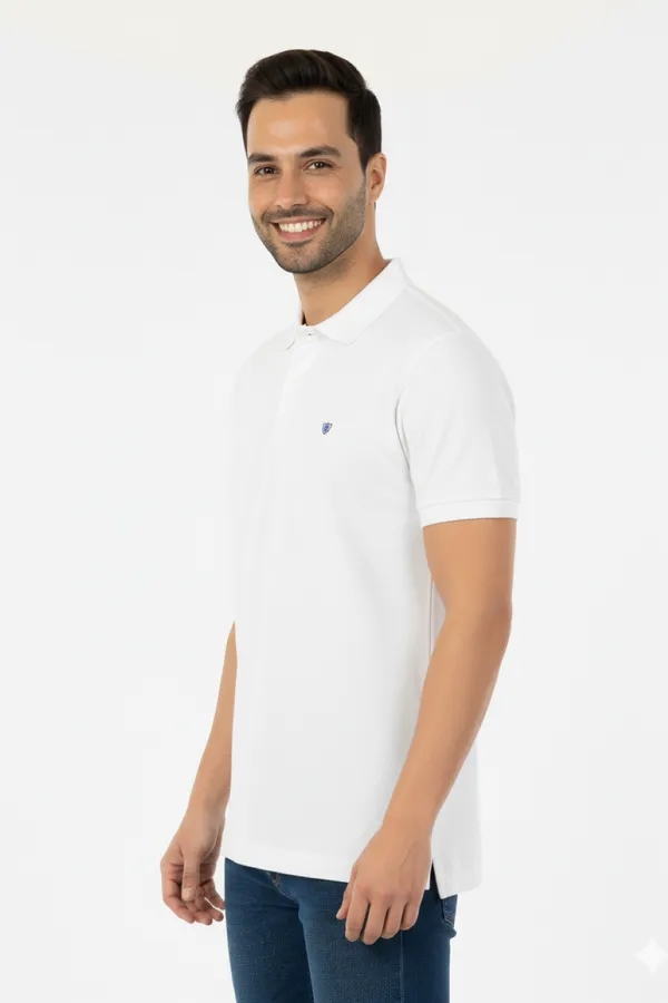 White_Solid_Collared_Half_Sleeve_Stylish_&_Comfortable_T-Shirt_For_Men