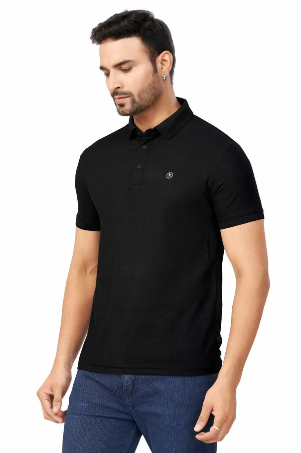 Black_Plain_Collar_Half_Sleeve_Sinker_Premium_&_Elegant_Casual_&_Sports_Wear_T-Shirt_For_Men