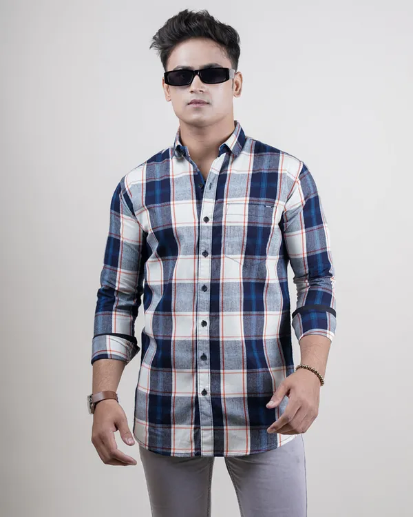 Blue_&_Orange_Checks_Premium_&_Elegant_Casual_Shirt_For_Men