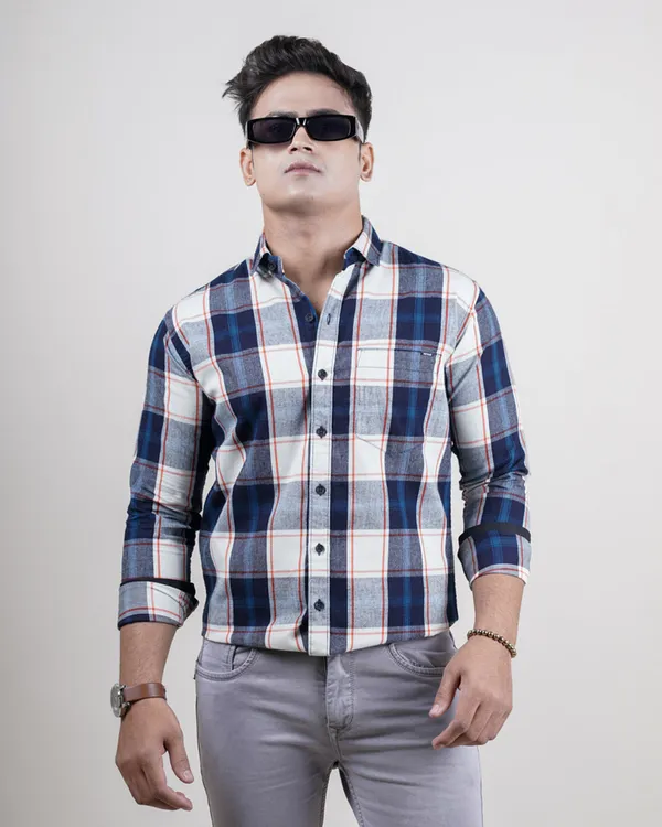 Blue_&_Orange_Checks_Premium_&_Elegant_Casual_Shirt_For_Men