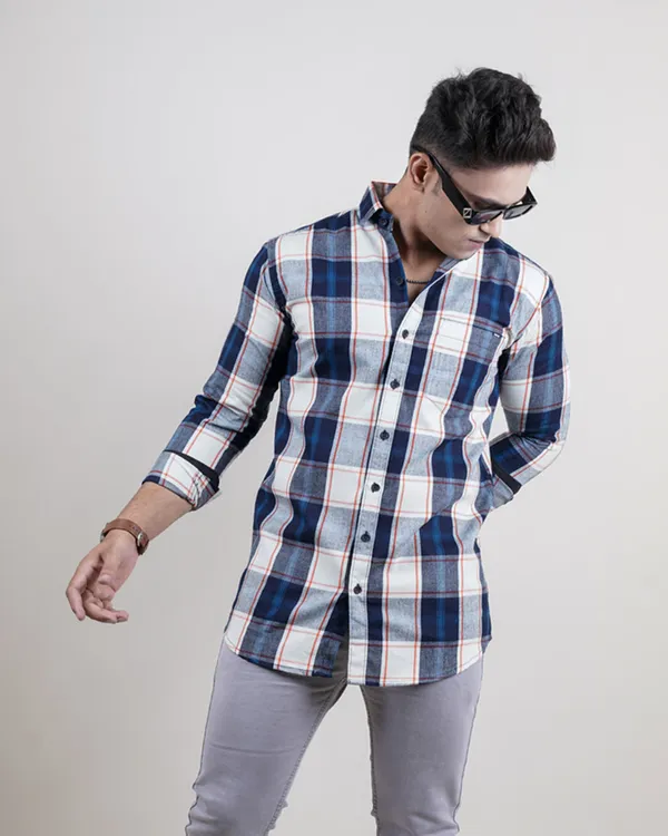 Blue_&_Orange_Checks_Premium_&_Elegant_Casual_Shirt_For_Men