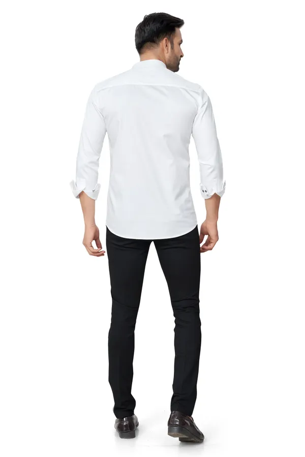 Club_White_Plain_Full_Sleeves_Stand_Collar_Formal_Shirt_For_Men