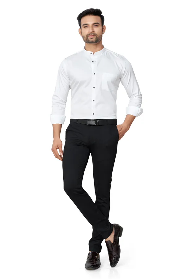 Club_White_Plain_Full_Sleeves_Stand_Collar_Formal_Shirt_For_Men