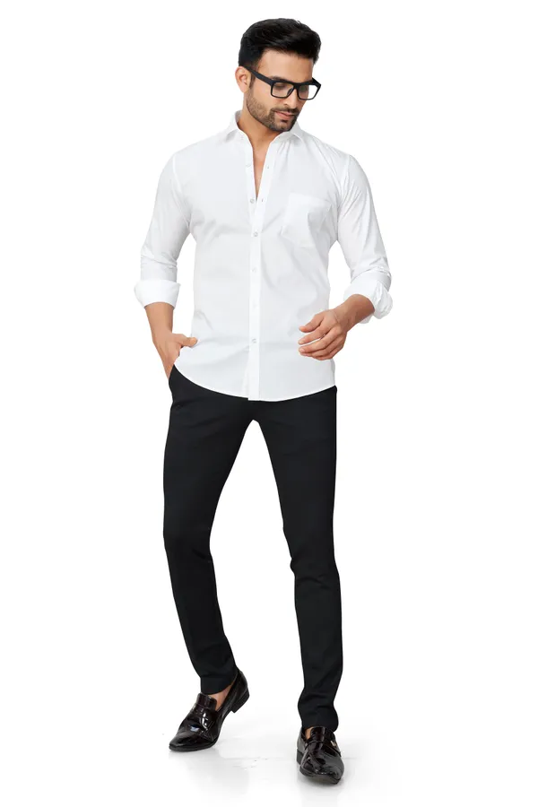 Club_White_Plain_Full_Sleeves_Stand_Collar_Formal_Shirt_For_Men