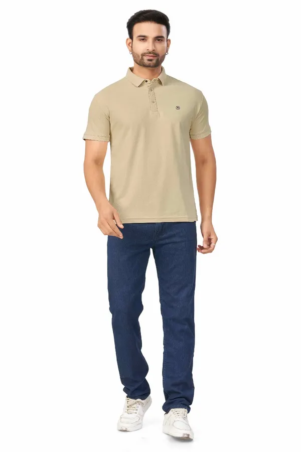 Cream_Plain_Collar_Half_Sleeve_Sinker_Premium_&_Elegant_Casual_&_Sports_Wear_T-Shirt_For_Men