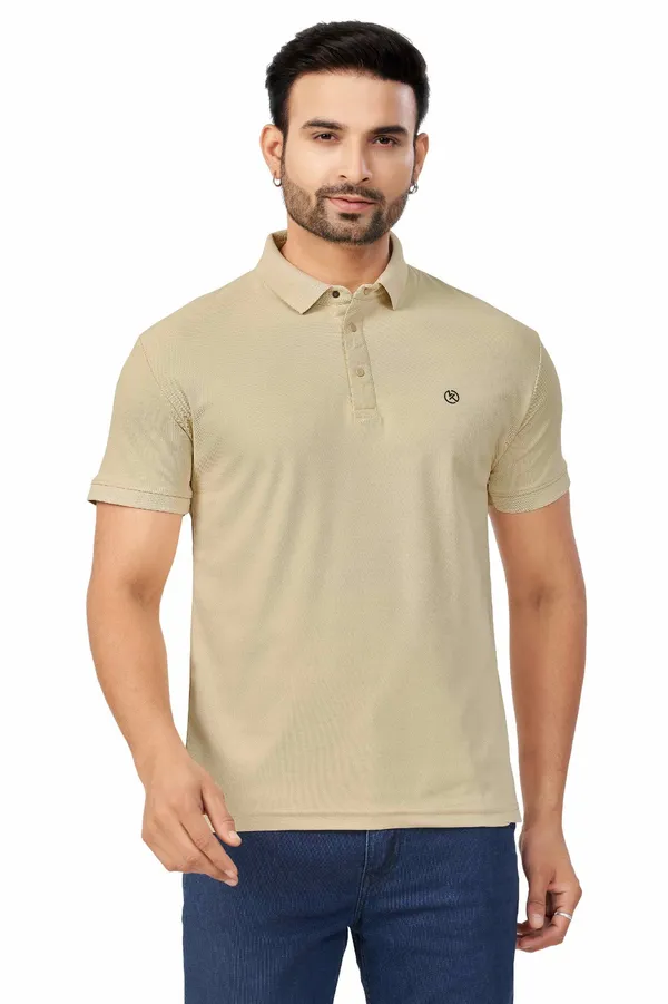 Cream_Plain_Collar_Half_Sleeve_Sinker_Premium_&_Elegant_Casual_&_Sports_Wear_T-Shirt_For_Men