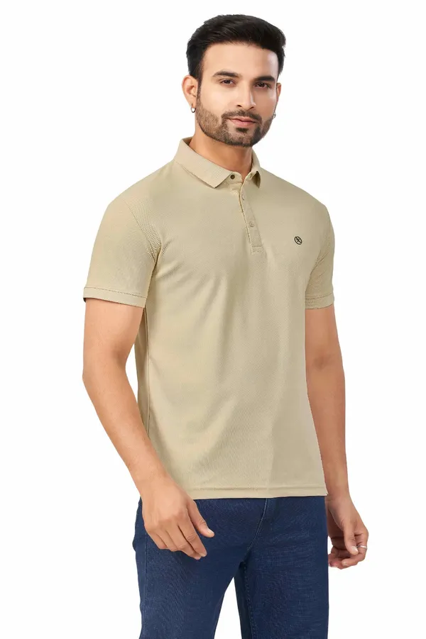 Cream_Plain_Collar_Half_Sleeve_Sinker_Premium_&_Elegant_Casual_&_Sports_Wear_T-Shirt_For_Men