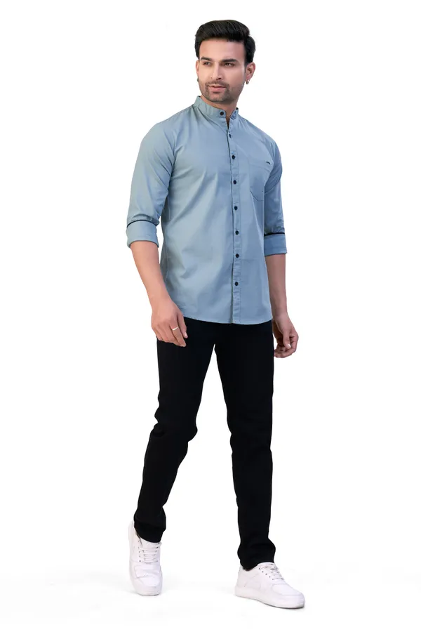 Dark_Pista_Plain_Stand_Collar_Premium_&_Elegant_Casual_Shirt_For_Men
