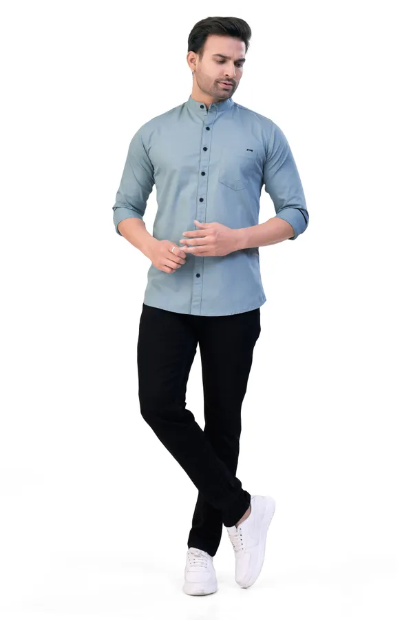 Dark_Pista_Plain_Stand_Collar_Premium_&_Elegant_Casual_Shirt_For_Men