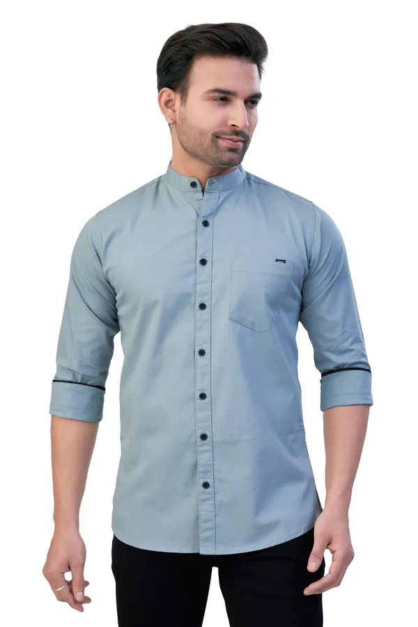 Dark_Pista_Plain_Stand_Collar_Premium_&_Elegant_Casual_Shirt_For_Men