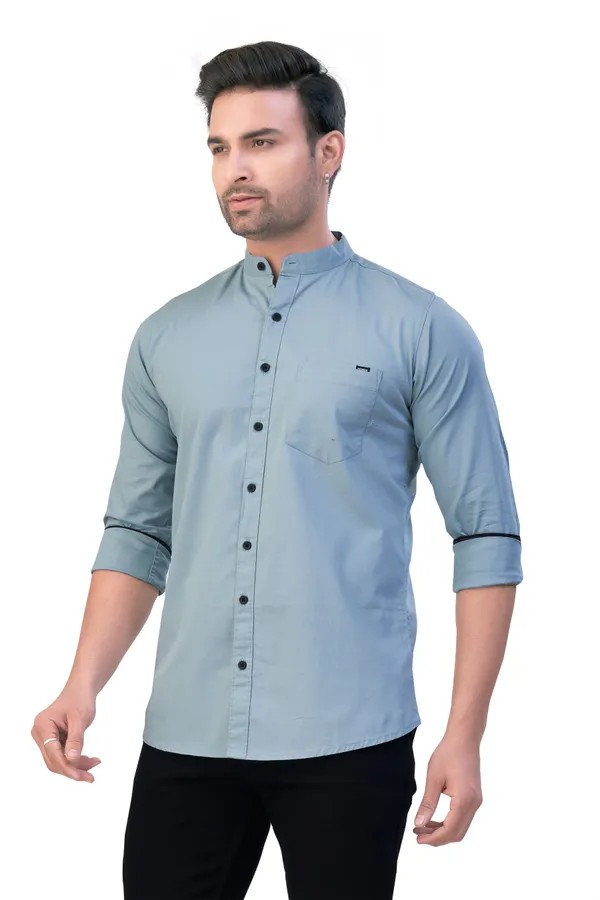 Dark_Pista_Plain_Stand_Collar_Premium_&_Elegant_Casual_Shirt_For_Men