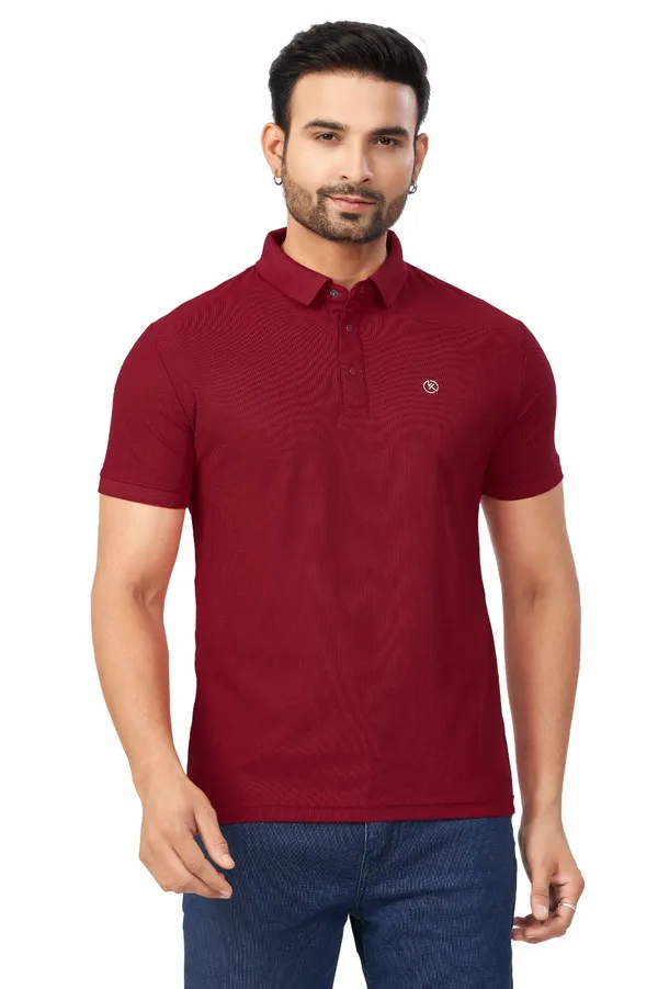 Maroon_Plain_Collar_Half_Sleeve_Sinker_Premium_&_Elegant_Casual_&_Sports_Wear_T-Shirt_For_Men