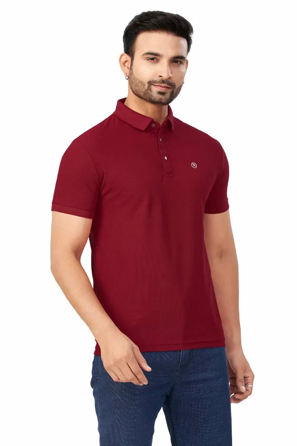 Maroon_Plain_Collar_Half_Sleeve_Sinker_Premium_&_Elegant_Casual_&_Sports_Wear_T-Shirt_For_Men