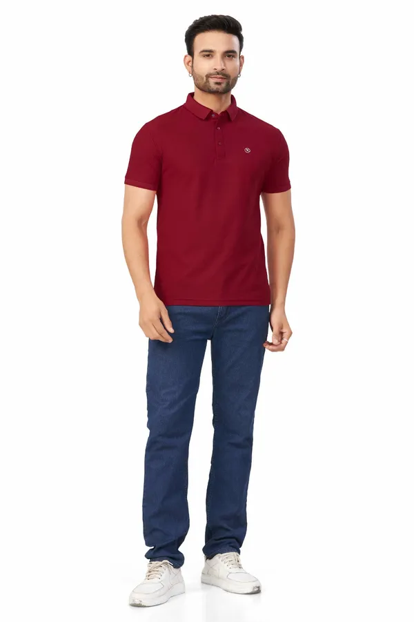 Maroon_Plain_Collar_Half_Sleeve_Sinker_Premium_&_Elegant_Casual_&_Sports_Wear_T-Shirt_For_Men