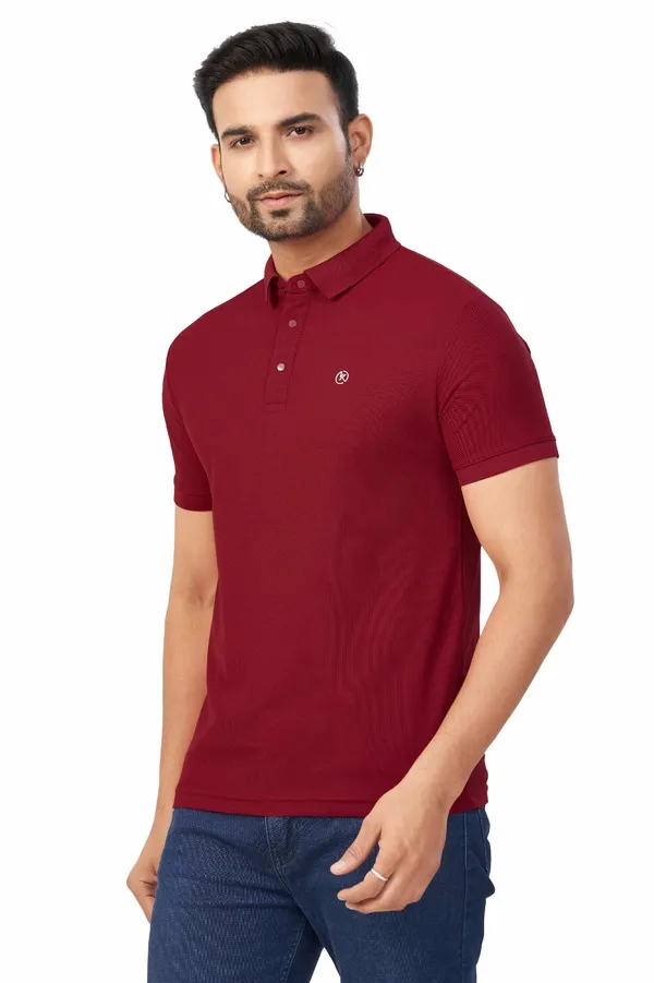 Maroon_Plain_Collar_Half_Sleeve_Sinker_Premium_&_Elegant_Casual_&_Sports_Wear_T-Shirt_For_Men