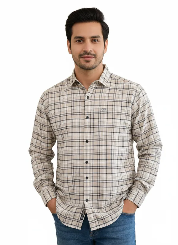 Beige_Premium_&_Elegant_Casual_Check_Shirt_For_Men