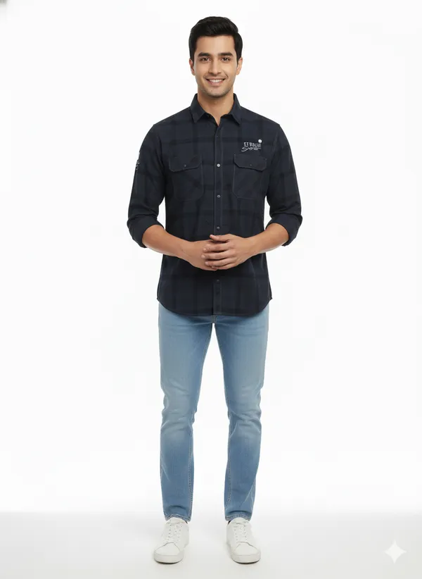 Dark_Grey_Premium_&_Elegant_Casual_Check_Shirt_For_Men