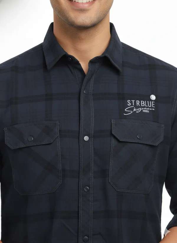 Dark_Grey_Premium_&_Elegant_Casual_Check_Shirt_For_Men