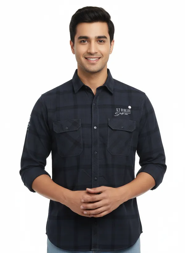 Dark_Grey_Premium_&_Elegant_Casual_Check_Shirt_For_Men