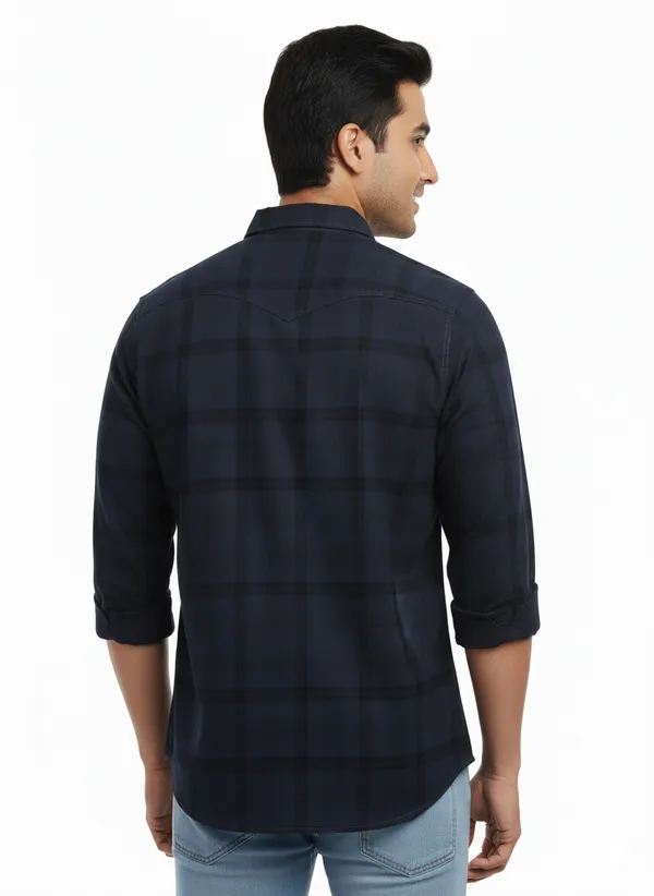 Dark_Grey_Premium_&_Elegant_Casual_Check_Shirt_For_Men