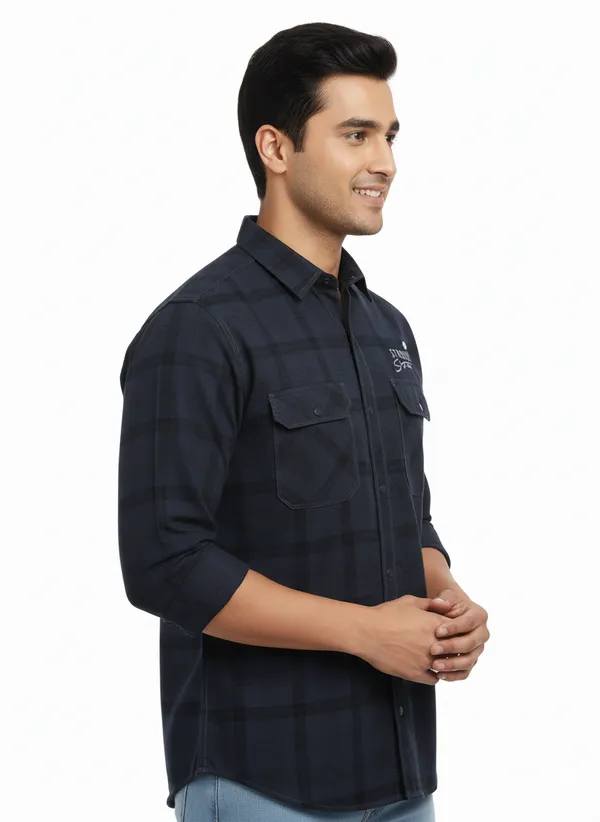Dark_Grey_Premium_&_Elegant_Casual_Check_Shirt_For_Men