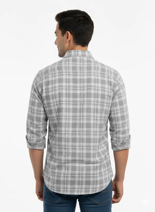 Grey_Premium_&_Elegant_Casual_Check_Shirt_For_Men