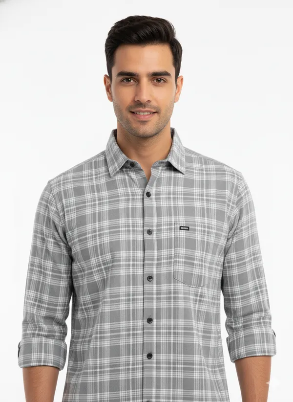 Grey_Premium_&_Elegant_Casual_Check_Shirt_For_Men