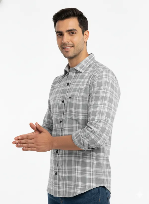 Grey_Premium_&_Elegant_Casual_Check_Shirt_For_Men