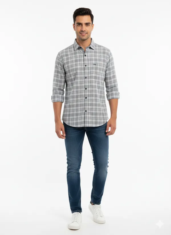 Grey_Premium_&_Elegant_Casual_Check_Shirt_For_Men