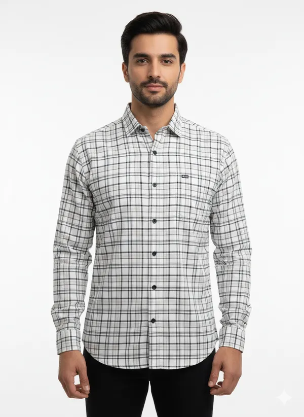 Off_White_Premium_&_Elegant_Casual_Check_Shirt_For_Men